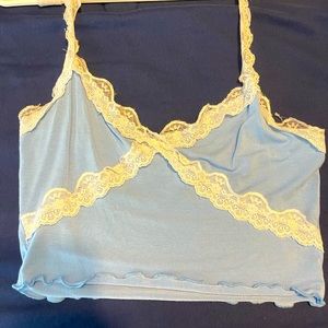 blue lace tie top